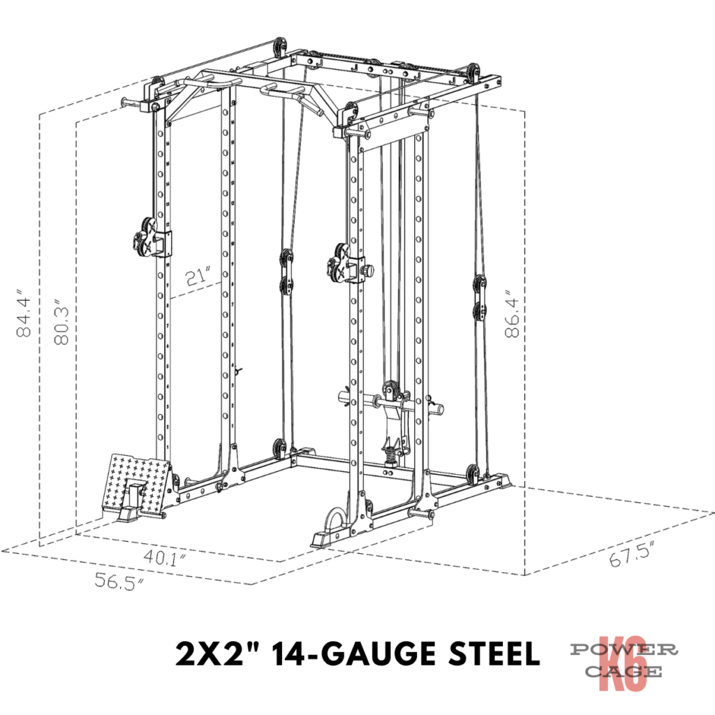 Mikolo Power Cage, Power Rack with LAT Pulldown, 1200 Pounds Capacity Workout Cage with More Training Attachments, Squat Rack for Home Gym, F4 Versions