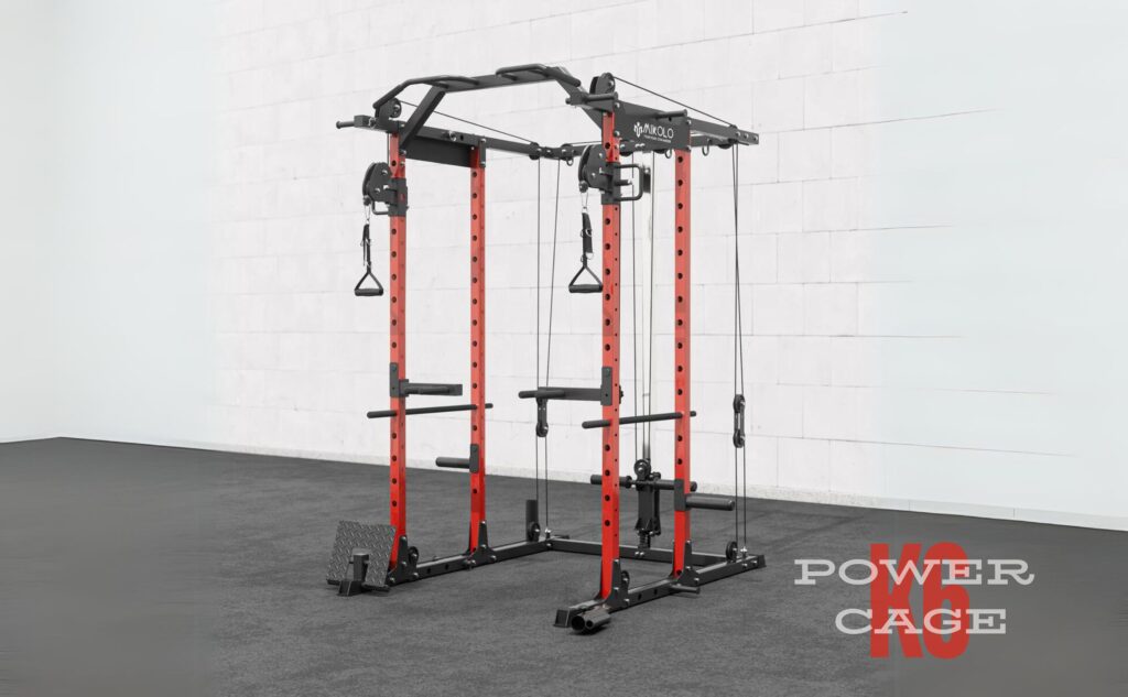 Mikolo Power Cage, Power Rack with LAT Pulldown, 1200 Pounds Capacity Workout Cage with More Training Attachments, Squat Rack for Home Gym, F4 Versions