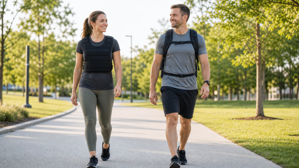 Weighted vest and rucking backpack compared on a walking workout