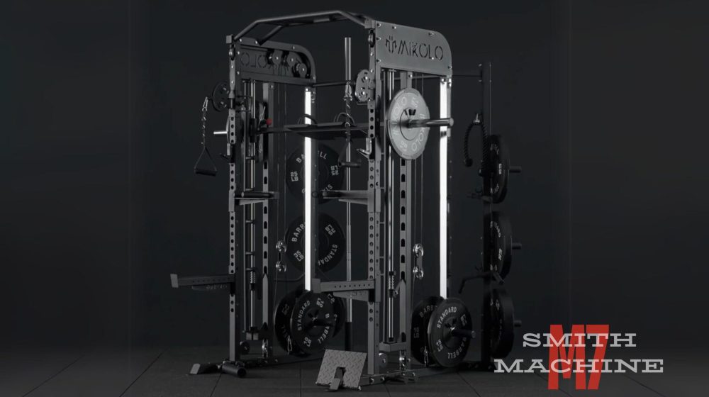 Mikolo M7 Smith Machine with Cable Crossover System, Multi-Function Squat Rack Power Cage for Home Gym, Power Rack and Packages