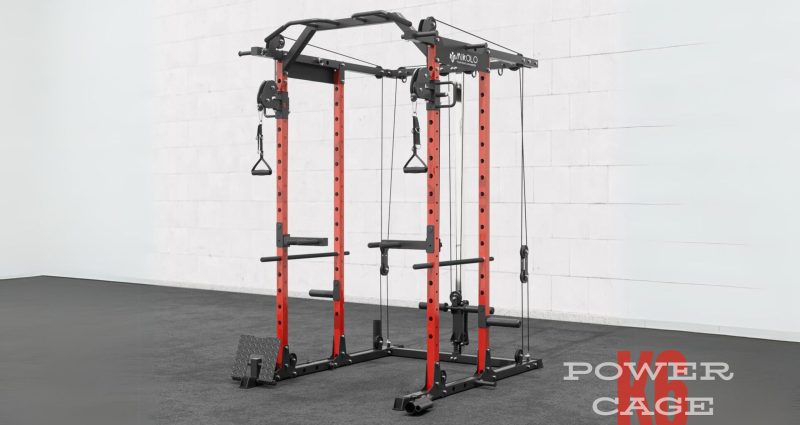 Mikolo Power Cage, Power Rack with LAT Pulldown, 1200 Pounds Capacity Workout Cage with More Training Attachments, Squat Rack for Home Gym, F4 Versions